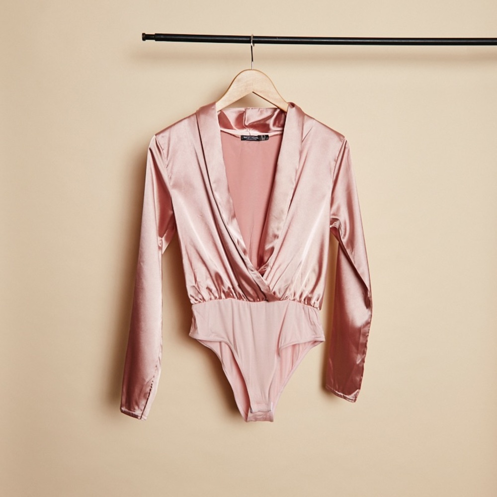 Pink Satin Bodysuit